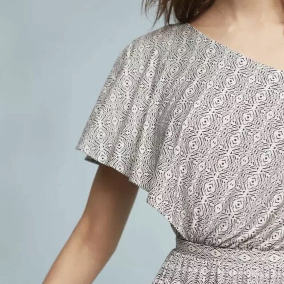 Anthropologie Maeve Jamie Ivory Print One Shoulder Ruffle Wide Leg Jumpsuit - Picture 3 of 3